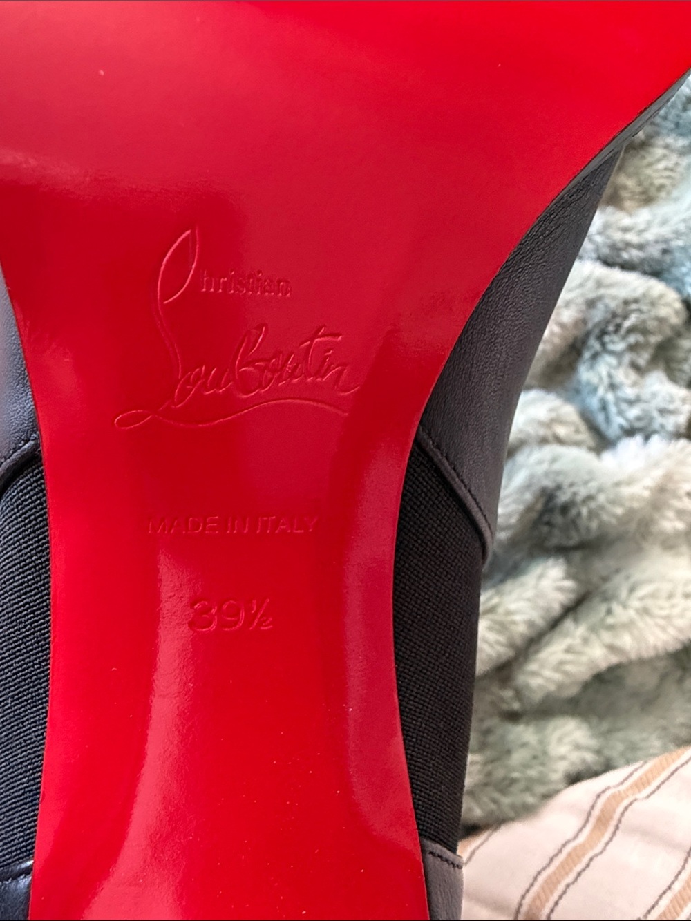 Christian Louboutin Black Mid-Calf Leather Heeled Boots - Picture 7 of 7